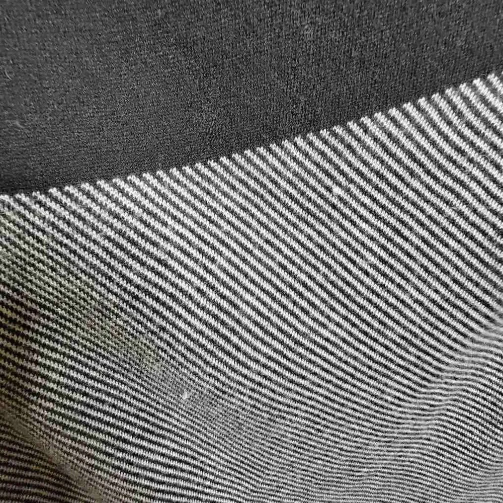 White House Black Market Wrap Stripe Fringe Ruana Black Gray Medium Large